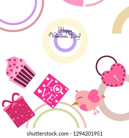A set of celebratory elements for St. Valentine's Day. flat vector illustration isolated on white background