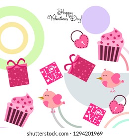 A set of celebratory elements for St. Valentine's Day. flat vector illustration isolated on white background