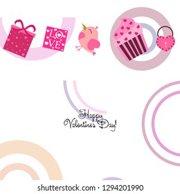 A set of celebratory elements for St. Valentine's Day. flat vector illustration isolated on white background