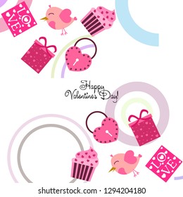 A set of celebratory elements for St. Valentine's Day. flat vector illustration isolated on white background