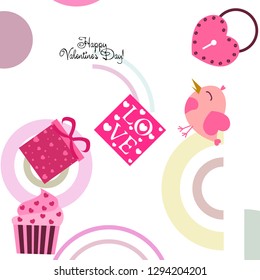 A set of celebratory elements for St. Valentine's Day. flat vector illustration isolated on white background