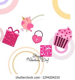 A set of celebratory elements for St. Valentine's Day. flat vector illustration isolated on white background