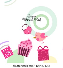 A set of celebratory elements for St. Valentine's Day. flat vector illustration isolated on white background