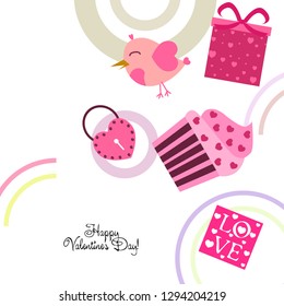 A set of celebratory elements for St. Valentine's Day. flat vector illustration isolated on white background