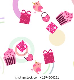 A set of celebratory elements for St. Valentine's Day. flat vector illustration isolated on white background