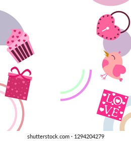 A set of celebratory elements for St. Valentine's Day. flat vector illustration isolated on white background