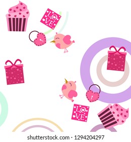 A set of celebratory elements for St. Valentine's Day. flat vector illustration isolated on white background