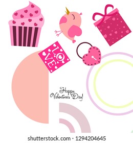A set of celebratory elements for St. Valentine's Day. flat vector illustration isolated on white background