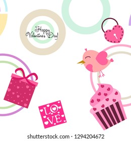 A set of celebratory elements for St. Valentine's Day. flat vector illustration isolated on white background