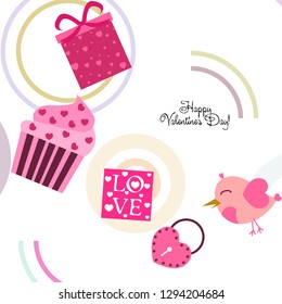 A set of celebratory elements for St. Valentine's Day. flat vector illustration isolated on white background