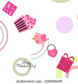 A set of celebratory elements for St. Valentine's Day. flat vector illustration isolated on white background