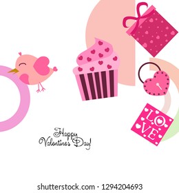 A set of celebratory elements for St. Valentine's Day. flat vector illustration isolated on white background