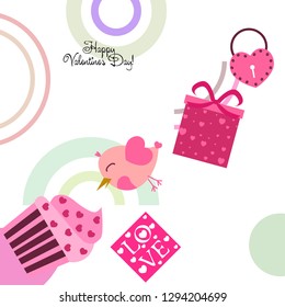 A set of celebratory elements for St. Valentine's Day. flat vector illustration isolated on white background