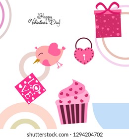 A set of celebratory elements for St. Valentine's Day. flat vector illustration isolated on white background