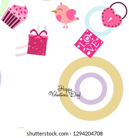 A set of celebratory elements for St. Valentine's Day. flat vector illustration isolated on white background