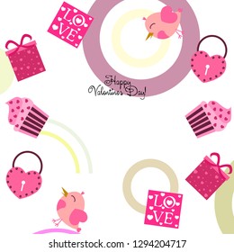 A set of celebratory elements for St. Valentine's Day. flat vector illustration isolated on white background