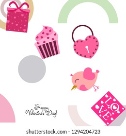 A set of celebratory elements for St. Valentine's Day. flat vector illustration isolated on white background