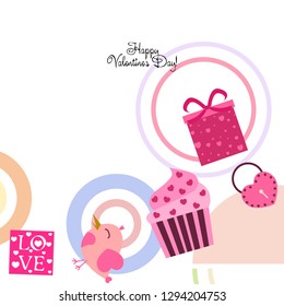 A set of celebratory elements for St. Valentine's Day. flat vector illustration isolated on white background
