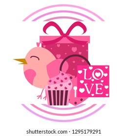 A set of celebratory elements for St. Valentine's Day. flat vector illustration isolated on white background