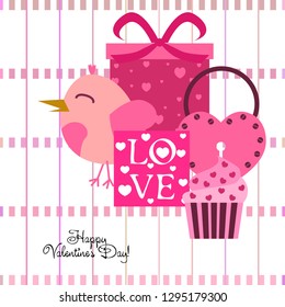 A set of celebratory elements for St. Valentine's Day. flat vector illustration isolated on white background