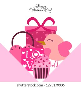 A set of celebratory elements for St. Valentine's Day. flat vector illustration isolated on white background