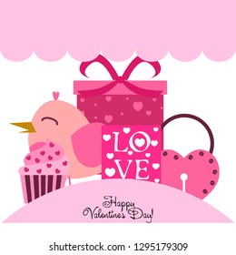 A set of celebratory elements for St. Valentine's Day. flat vector illustration isolated on white background