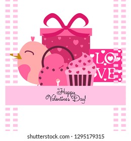 A set of celebratory elements for St. Valentine's Day. flat vector illustration isolated on white background