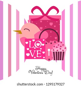 A set of celebratory elements for St. Valentine's Day. flat vector illustration isolated on white background