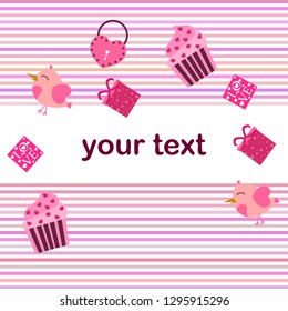 A set of celebratory elements for St. Valentine's Day. flat vector illustration isolated on white background