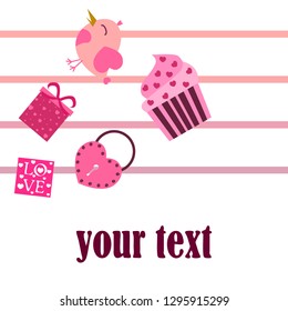 A set of celebratory elements for St. Valentine's Day. flat vector illustration isolated on white background