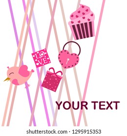 A set of celebratory elements for St. Valentine's Day. flat vector illustration isolated on white background