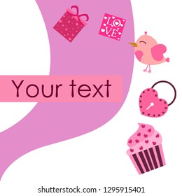 A set of celebratory elements for St. Valentine's Day. flat vector illustration isolated on white background