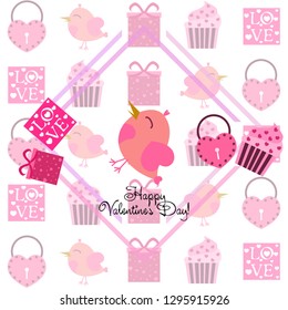 A set of celebratory elements for St. Valentine's Day. flat vector illustration isolated on white background