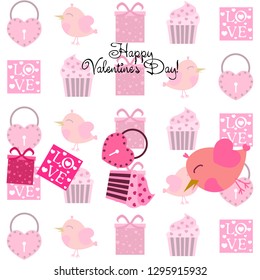 A set of celebratory elements for St. Valentine's Day. flat vector illustration isolated on white background