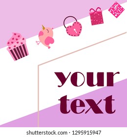 A set of celebratory elements for St. Valentine's Day. flat vector illustration isolated on white background