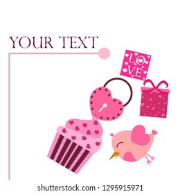 A set of celebratory elements for St. Valentine's Day. flat vector illustration isolated on white background