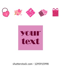 A set of celebratory elements for St. Valentine's Day. flat vector illustration isolated on white background