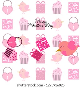 A set of celebratory elements for St. Valentine's Day. flat vector illustration isolated on white background