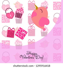 A set of celebratory elements for St. Valentine's Day. flat vector illustration isolated on white background