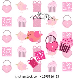 A set of celebratory elements for St. Valentine's Day. flat vector illustration isolated on white background