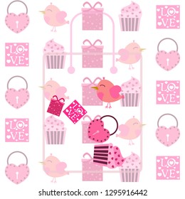 A set of celebratory elements for St. Valentine's Day. flat vector illustration isolated on white background