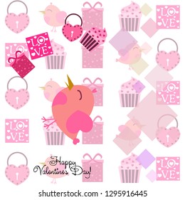 A set of celebratory elements for St. Valentine's Day. flat vector illustration isolated on white background