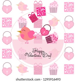 A set of celebratory elements for St. Valentine's Day. flat vector illustration isolated on white background