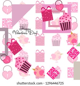 A set of celebratory elements for St. Valentine's Day. flat vector illustration isolated on white background