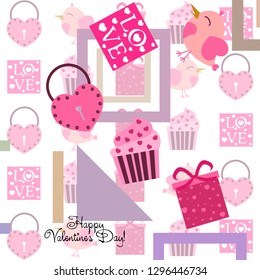 A set of celebratory elements for St. Valentine's Day. flat vector illustration isolated on white background