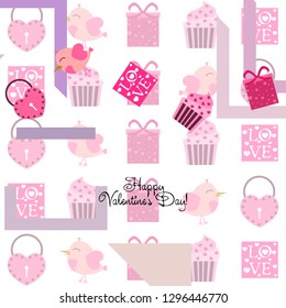 A set of celebratory elements for St. Valentine's Day. flat vector illustration isolated on white background