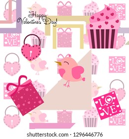 A set of celebratory elements for St. Valentine's Day. flat vector illustration isolated on white background