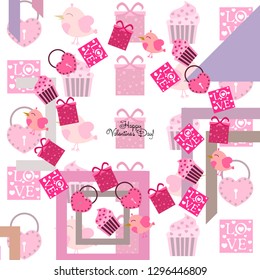 A set of celebratory elements for St. Valentine's Day. flat vector illustration isolated on white background