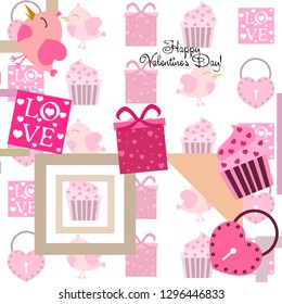 A set of celebratory elements for St. Valentine's Day. flat vector illustration isolated on white background