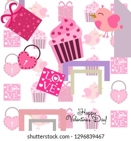 A set of celebratory elements for St. Valentine's Day. flat vector illustration isolated on white background